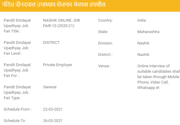 Nashik Job Fairs 2021
