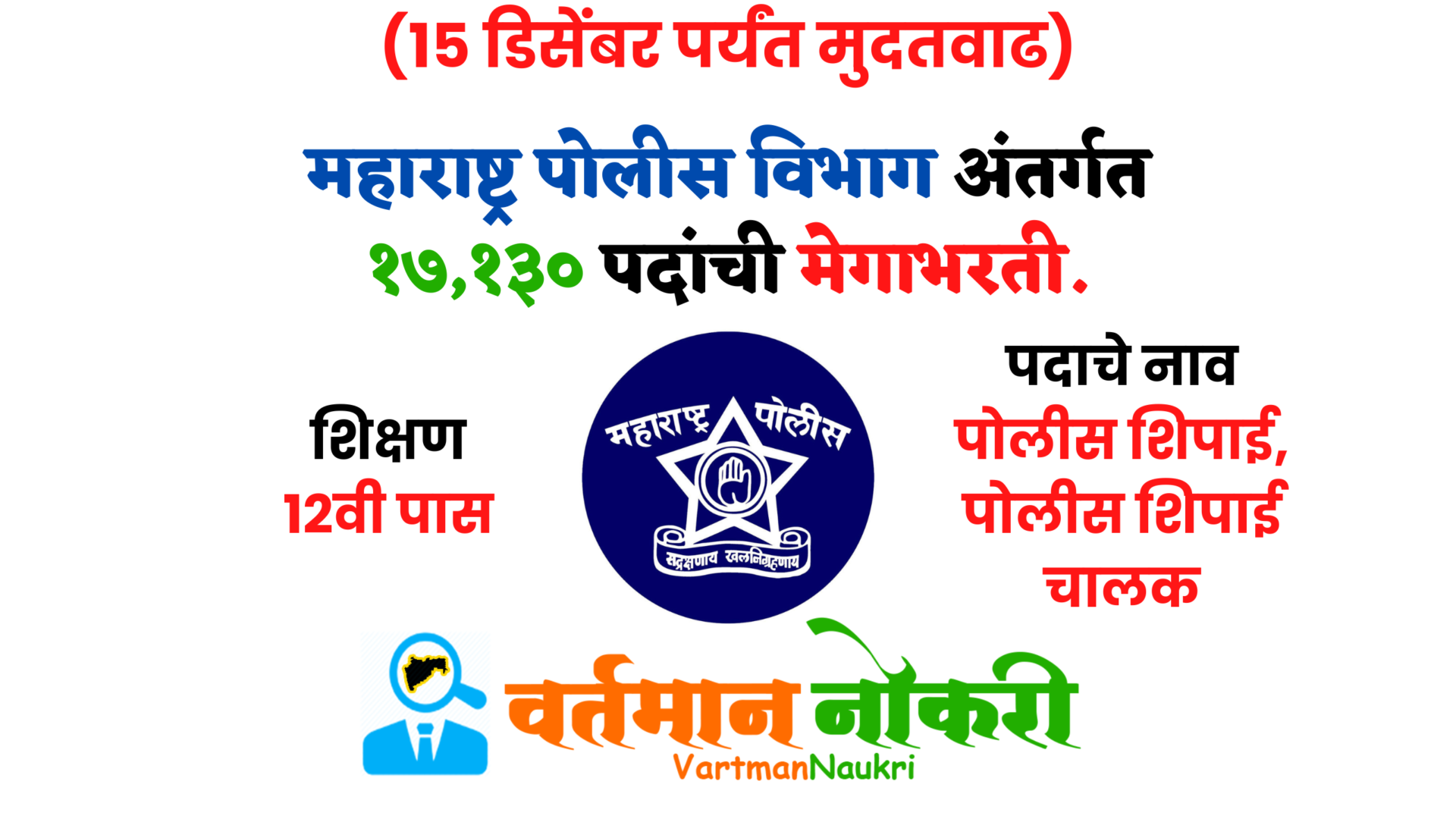 Maharashtra Police Bharti 2022 महाराष्ट्र पोलीस भरती मुदतवाढ